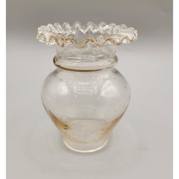 Peach Glass Lamp Shade Vintage Blown Glass Crimped Edge - Picture 2 of 10